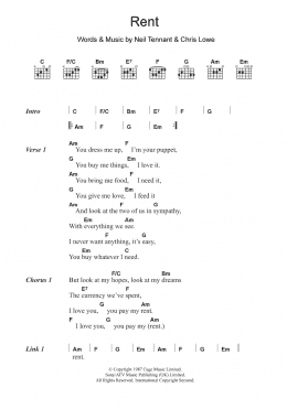 page one of Rent (Guitar Chords/Lyrics)