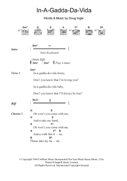 page one of In-A-Gadda-Da-Vida (Guitar Chords/Lyrics)