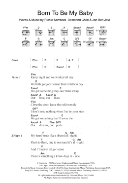 page one of Born To Be My Baby (Guitar Chords/Lyrics)