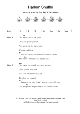 page one of Harlem Shuffle (Guitar Chords/Lyrics)