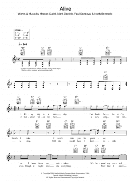 page one of Alive (Lead Sheet / Fake Book)