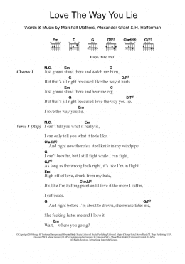 page one of Love The Way You Lie (featuring Rihanna) (Guitar Chords/Lyrics)