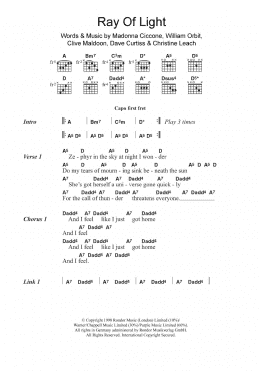 page one of Ray Of Light (Guitar Chords/Lyrics)