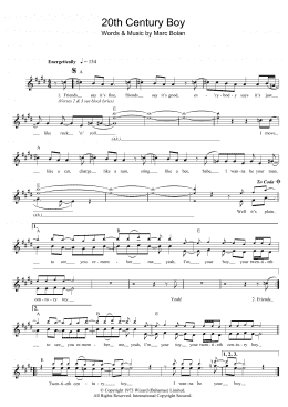 page one of 20th Century Boy (Lead Sheet / Fake Book)