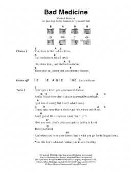 page one of Bad Medicine (Guitar Chords/Lyrics)