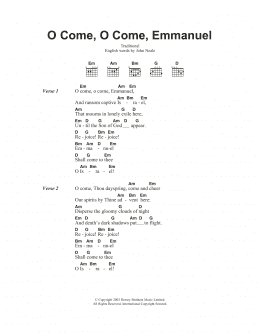 page one of O Come, O Come, Emmanuel (Guitar Chords/Lyrics)