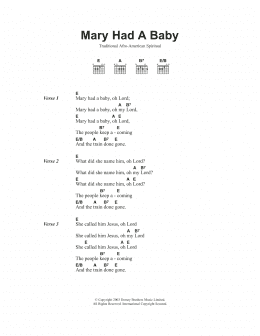 page one of Mary Had A Baby (Guitar Chords/Lyrics)