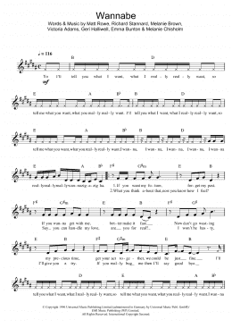 page one of Wannabe (Lead Sheet / Fake Book)