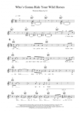 page one of Who's Gonna Ride Your Wild Horses (Lead Sheet / Fake Book)