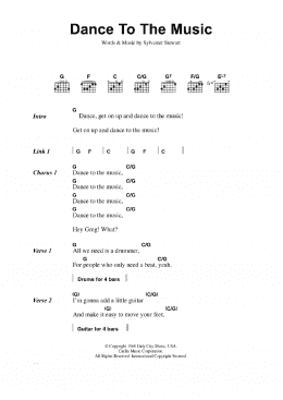 page one of Dance To The Music (Guitar Chords/Lyrics)