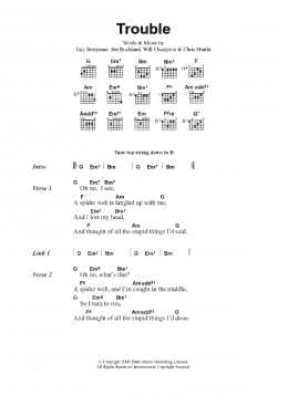 page one of Trouble (Guitar Chords/Lyrics)