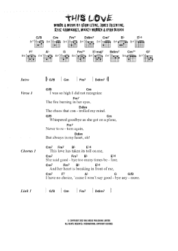 page one of This Love (Guitar Chords/Lyrics)