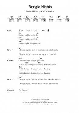 page one of Boogie Nights (Guitar Chords/Lyrics)