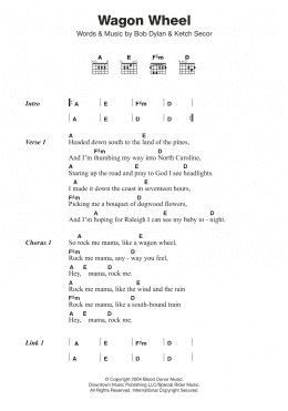 page one of Wagon Wheel (Guitar Chords/Lyrics)