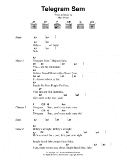 page one of Telegram Sam (Guitar Chords/Lyrics)