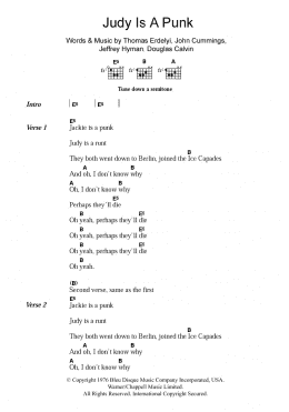page one of Judy Is A Punk (Guitar Chords/Lyrics)