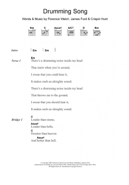 page one of Drumming Song (Guitar Chords/Lyrics)