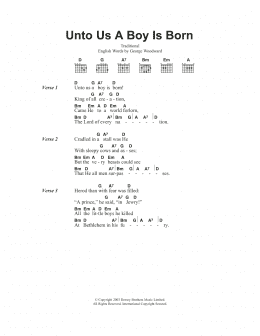 page one of Unto Us A Boy Is Born (Guitar Chords/Lyrics)