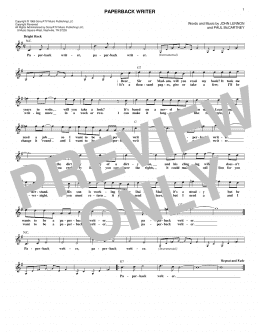 page one of Paperback Writer (Lead Sheet / Fake Book)