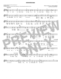 page one of Nowhere Man (Lead Sheet / Fake Book)
