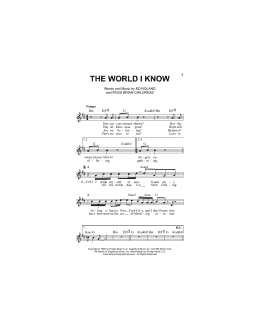 page one of The World I Know (Lead Sheet / Fake Book)