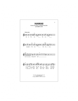 page one of Hawaii (Lead Sheet / Fake Book)