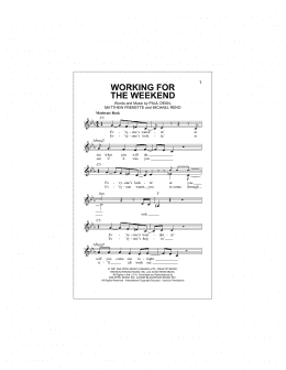 page one of Working For The Weekend (Lead Sheet / Fake Book)