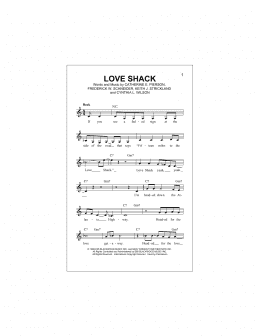 page one of Love Shack (Lead Sheet / Fake Book)