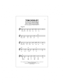 page one of Tom Dooley (Lead Sheet / Fake Book)