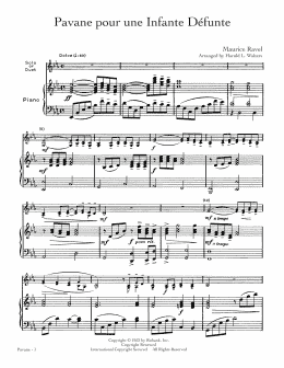 page one of Pavane pour une Infante Defunte (Clarinet and Piano)