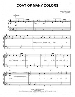page one of Coat Of Many Colors (Very Easy Piano)