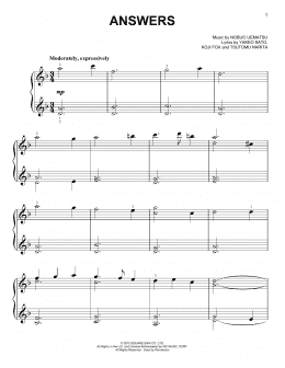 page one of Answers (from Final Fantasy XIV) (Easy Piano)