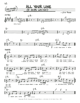 page one of All Your Love (I Miss Loving) (Real Book – Melody, Lyrics & Chords)