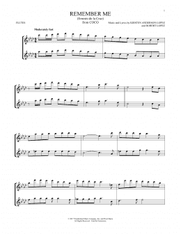 page one of Remember Me (Ernesto de la Cruz) (from Coco) (Flute Duet)