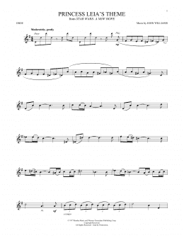 page one of Princess Leia's Theme (from Star Wars: A New Hope) (Oboe Solo)