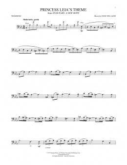 page one of Princess Leia's Theme (from Star Wars: A New Hope) (Trombone Solo)