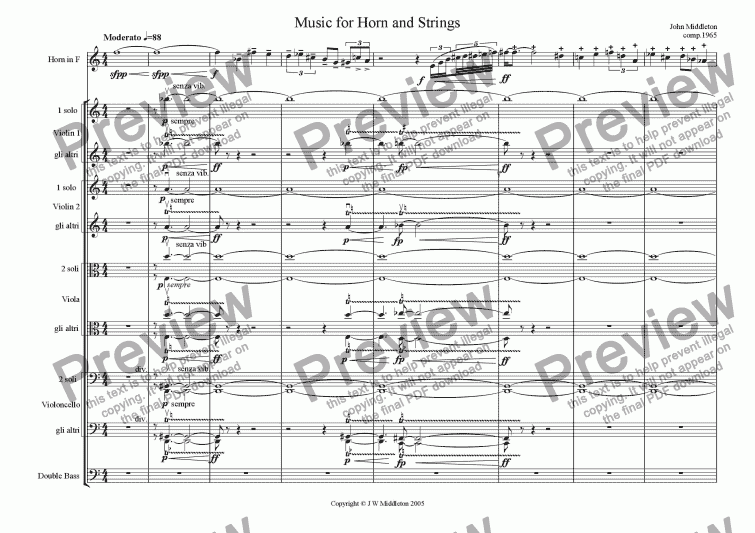 page one of Music for Horn and Strings