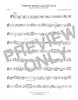 page one of Throne Room and End Title (from Star Wars: A New Hope) (French Horn Solo)