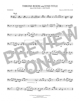 page one of Throne Room and End Title (from Star Wars: A New Hope) (Trombone Solo)