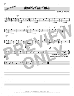 page one of Now's The Time (Real Book – Melody & Chords – Eb Instruments)