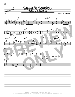 page one of Billie's Bounce (Bill's Bounce) (Real Book – Melody & Chords – Eb Instruments)