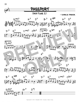 page one of Passport (Real Book – Melody & Chords – Eb Instruments)