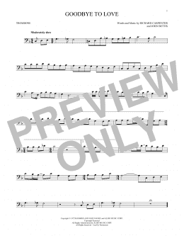 page one of Goodbye To Love (Trombone Solo)