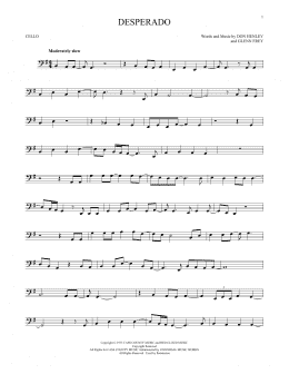 page one of Desperado (Cello Solo)