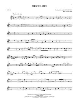 page one of Desperado (Violin Solo)