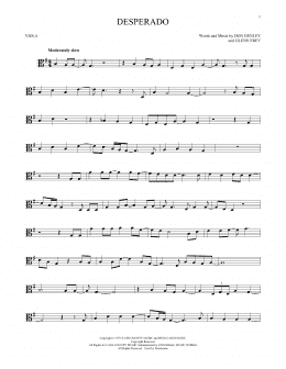 page one of Desperado (Viola Solo)