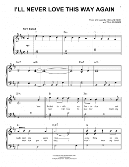 page one of I'll Never Love This Way Again (Very Easy Piano)