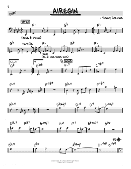 page one of Airegin (Real Book – Melody & Chords)