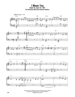 page one of I Mean You (Piano Transcription)