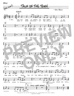 page one of Talk Of The Town (Real Book – Melody, Lyrics & Chords)
